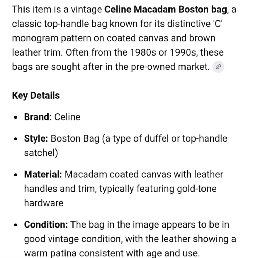 Vintage Celine Leather Macadam Boston Bag